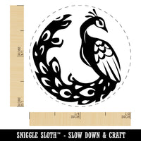 Elegant Sitting Peacock Rubber Stamp for Stamping Crafting Planners