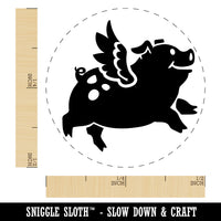 Flying Pig with Wings Rubber Stamp for Stamping Crafting Planners