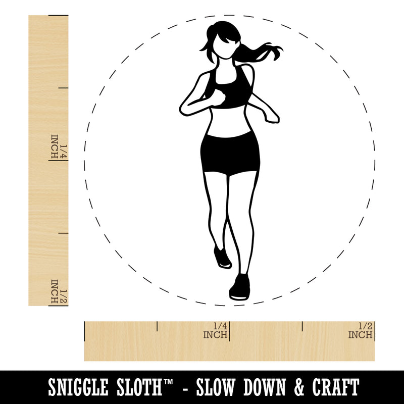 Running Woman Fitness Exercise Marathon Workout Jogging Track and Field Rubber Stamp for Stamping Crafting Planners