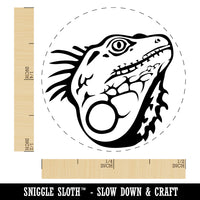 Spiny Green Iguana Lizard Head Rubber Stamp for Stamping Crafting Planners