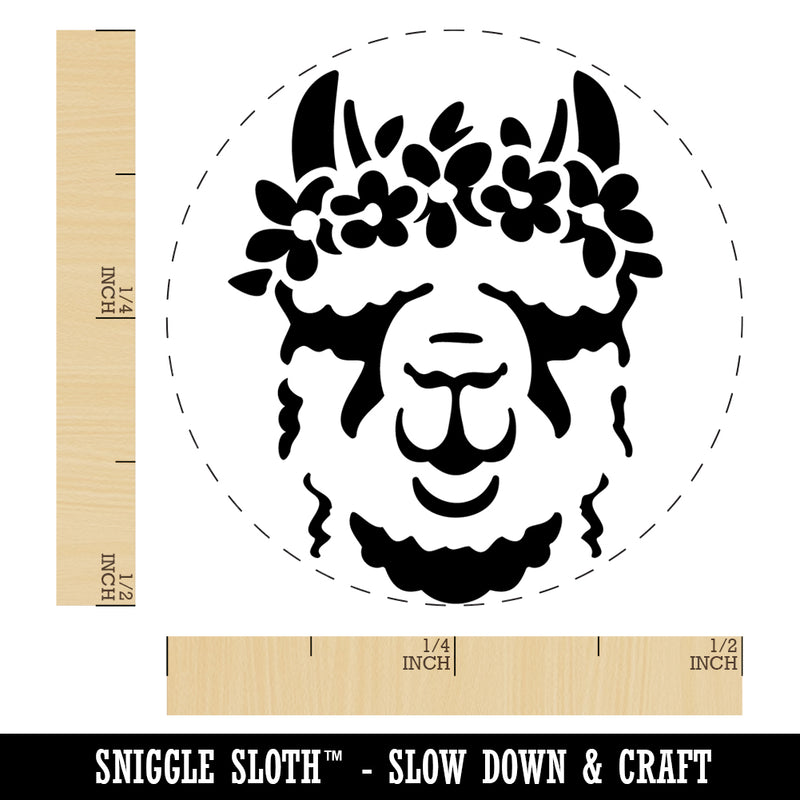 Flower Crown Llama Head Rubber Stamp for Stamping Crafting Planners