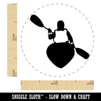 Person Kayaking with Paddle Back Behind View Rubber Stamp for Stamping Crafting Planners