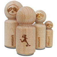 Soccer Player Woman Kicking Ball Association Football Rubber Stamp for Stamping Crafting Planners