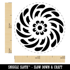Swirling Geometrical Flower Rubber Stamp for Stamping Crafting Planners