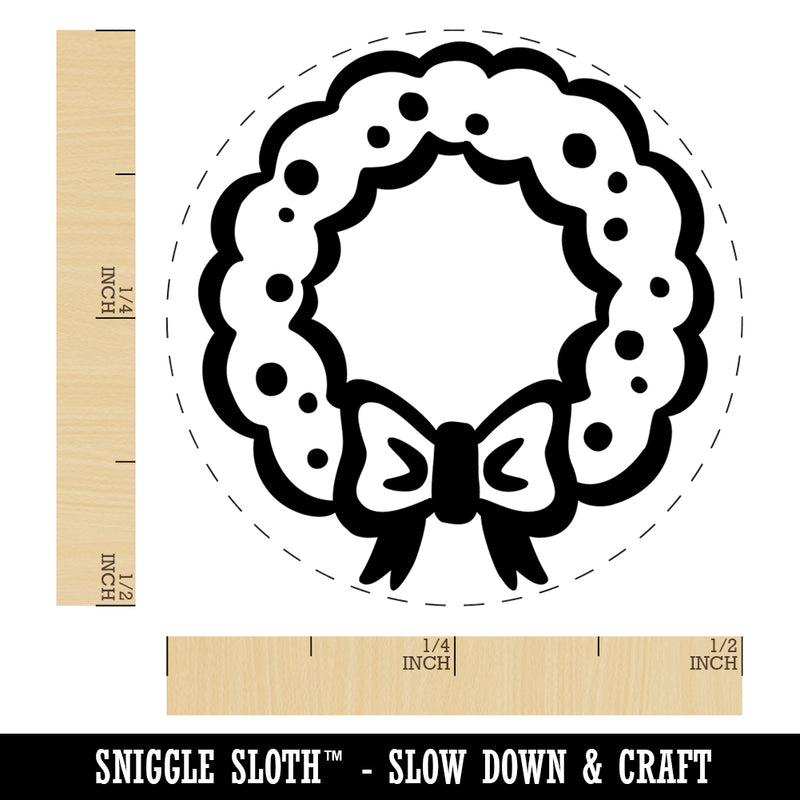 Christmas Wreath with Bow Rubber Stamp for Stamping Crafting Planners