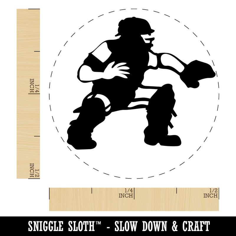 Baseball Player Catcher with Mitt Rubber Stamp for Stamping Crafting Planners