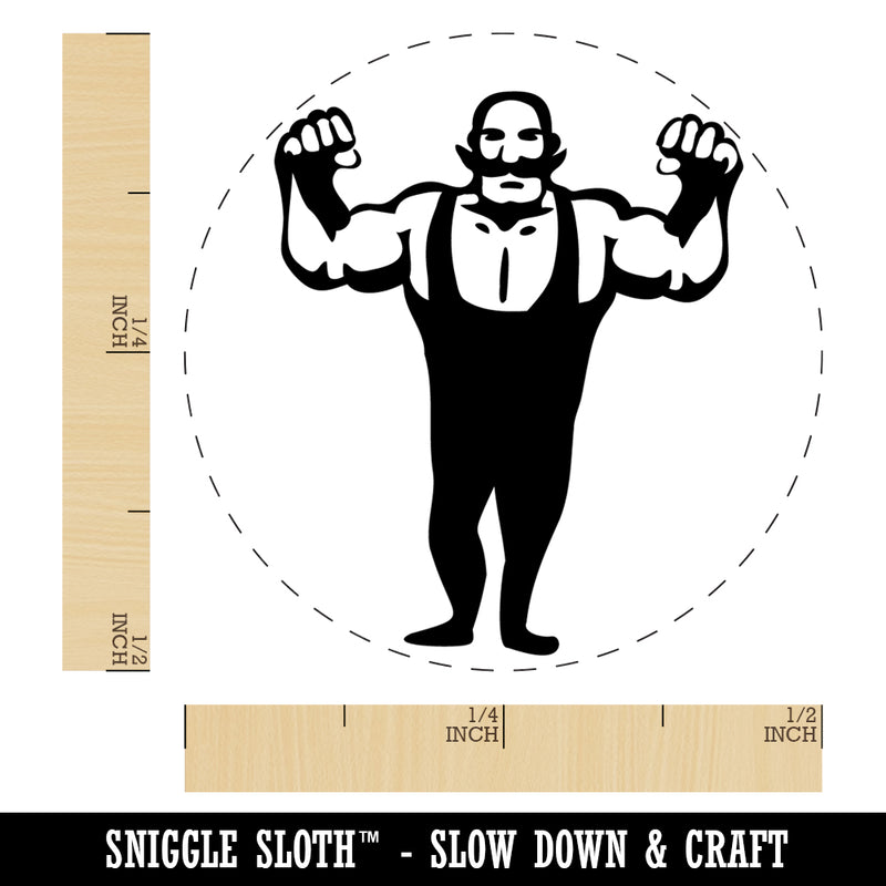 Buff Strong Bald Circus Man with Mustache Rubber Stamp for Stamping Crafting Planners