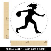 Woman Bowler Bowling Ball Side View Rubber Stamp for Stamping Crafting Planners