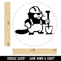 Construction Worker Builder Beaver with Shovel and Hard Hat Rubber Stamp for Stamping Crafting Planners