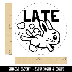 Late Running Bunny Rabbit Teacher Student Rubber Stamp for Stamping Crafting Planners