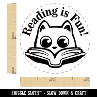 Reading is Fun Cat with Book Teacher Student Rubber Stamp for Stamping Crafting Planners