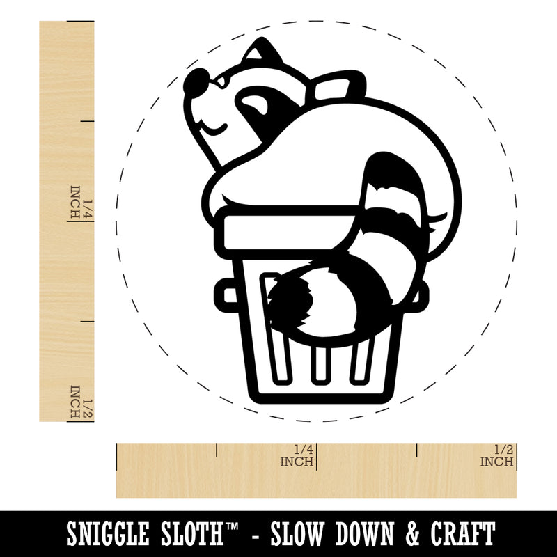 Fat Raccoon Sitting in Trash Can Rubber Stamp for Stamping Crafting Planners