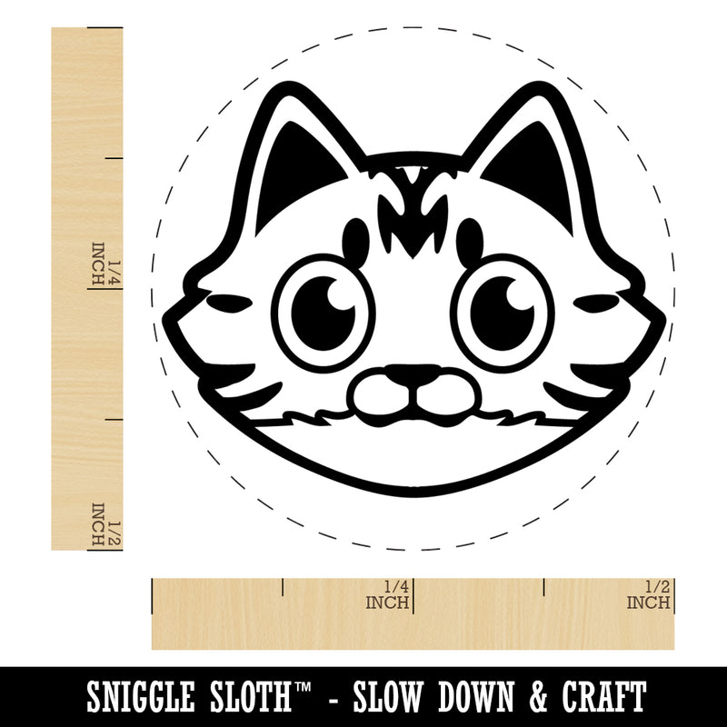 Fluffy Striped Tabby Cat Head Rubber Stamp for Stamping Crafting Planners