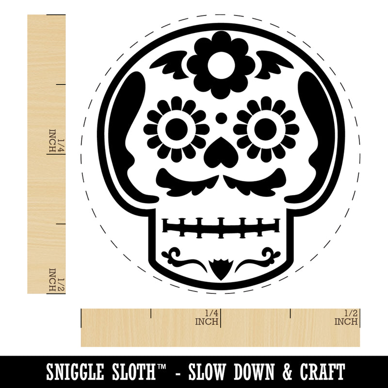 Mustache Floral Sugar Skull Dia De Los Muertos Rubber Stamp for Stamping Crafting Planners