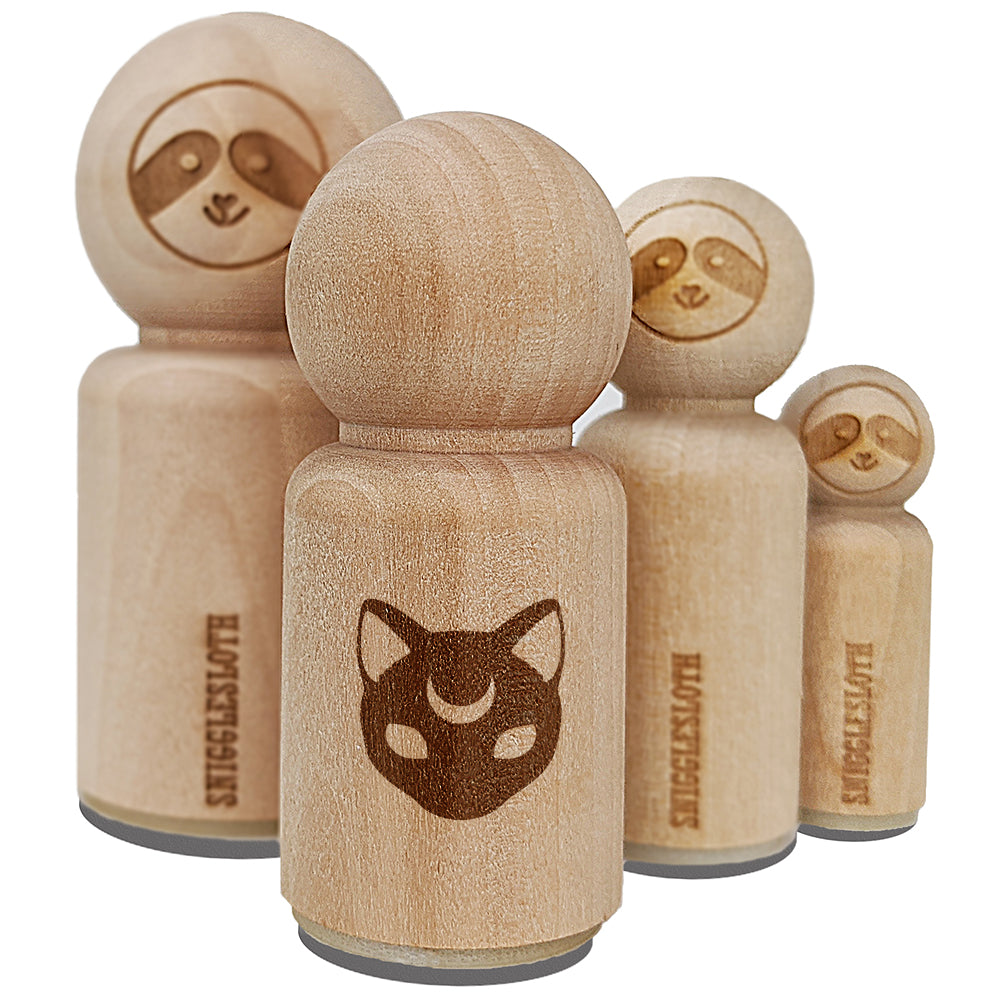 Witch Cat Head with Moon on Forehead Rubber Stamp for Stamping Crafting Planners