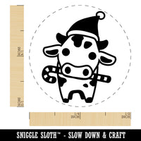 Christmas Cow Holding Candy Cane Rubber Stamp for Stamping Crafting Planners