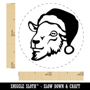 Goat Head with Santa Hat Christmas Rubber Stamp for Stamping Crafting Planners
