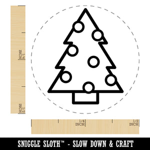 Christmas Tree with Round Ornaments Rubber Stamp for Stamping Crafting Planners