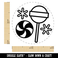 Holiday Christmas Peppermint Lollipop Candy Rubber Stamp for Stamping Crafting Planners