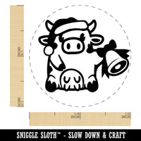 Christmas Cow Santa Hat Bell Rubber Stamp for Stamping Crafting Planners
