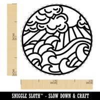 Sun Clouds and Ocean Waves Rubber Stamp for Stamping Crafting Planners