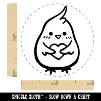 Cockatoo Holding Heart Rubber Stamp for Stamping Crafting Planners