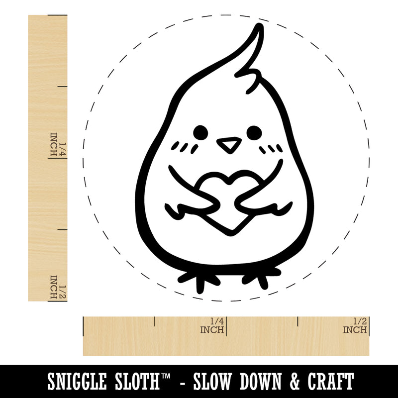 Cockatoo Holding Heart Rubber Stamp for Stamping Crafting Planners