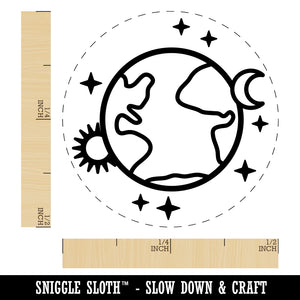 Earth Sun Moon Stars Rubber Stamp for Stamping Crafting Planners