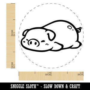 Chubby Sleeping Pig Rubber Stamp for Stamping Crafting Planners