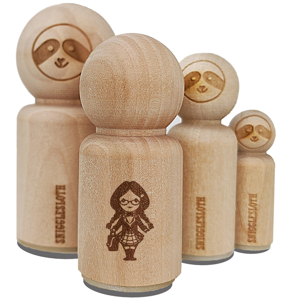 Cute Schoolgirl with Pigtails Rubber Stamp for Stamping Crafting Planners