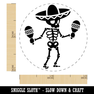Day of Dead Skeleton with Sombrero and Maracas Rubber Stamp for Stamping Crafting Planners