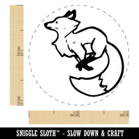 Elegant Leaping Fox Rubber Stamp for Stamping Crafting Planners