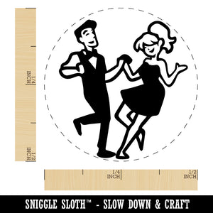 Happy Dancing Couple Rubber Stamp for Stamping Crafting Planners
