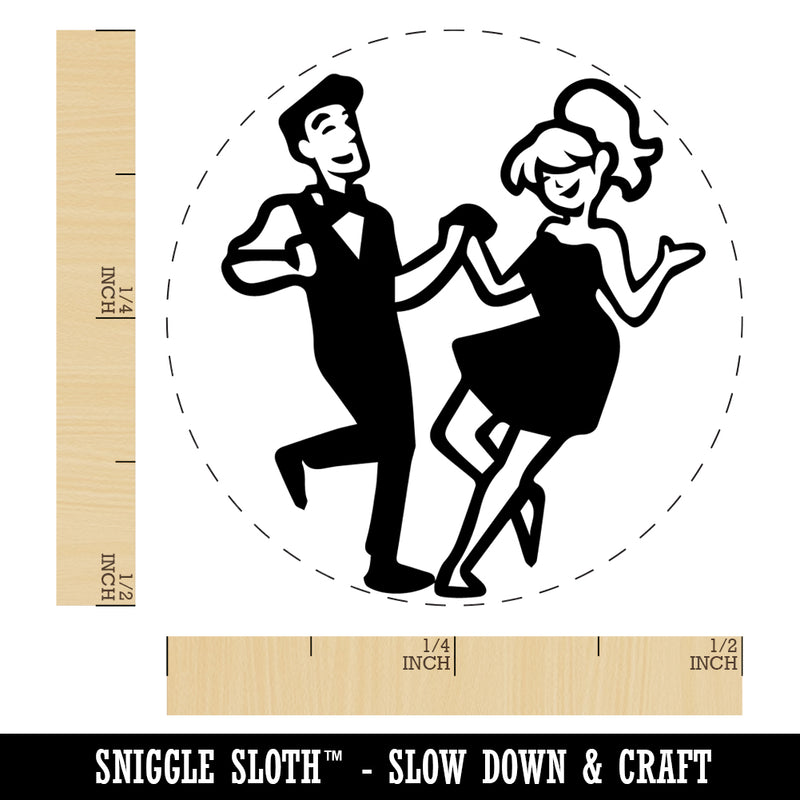 Happy Dancing Couple Rubber Stamp for Stamping Crafting Planners