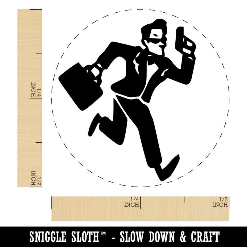Spy Secret Agent with Briefcase Rubber Stamp for Stamping Crafting Planners
