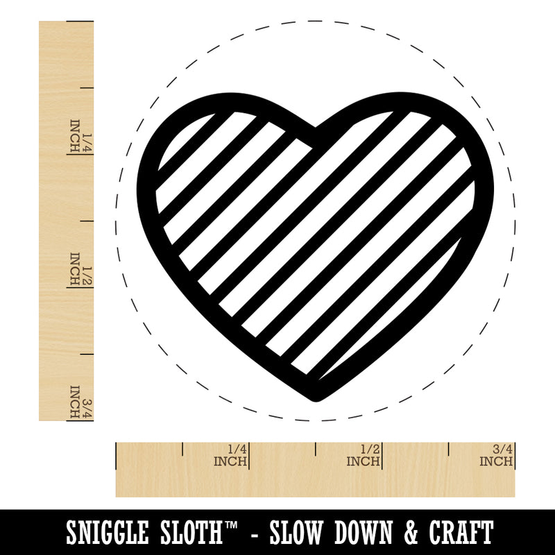 Heart with Stripes Rubber Stamp for Stamping Crafting Planners