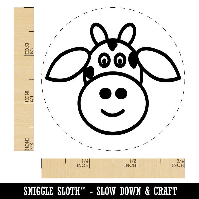 Cheerful Cow Face Doodle Rubber Stamp for Stamping Crafting Planners