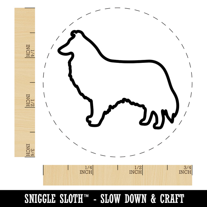 Rough Collie Dog Outline Rubber Stamp for Stamping Crafting Planners