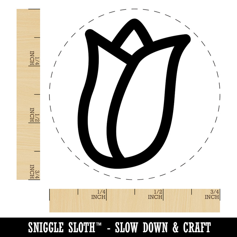 Flower Bud Outline Rubber Stamp for Stamping Crafting Planners