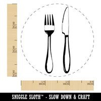 Fork Knife Utensils Eating Sketch Rubber Stamp for Stamping Crafting Planners
