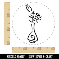 Roses Flowers in Vase Sketch Rubber Stamp for Stamping Crafting Planners