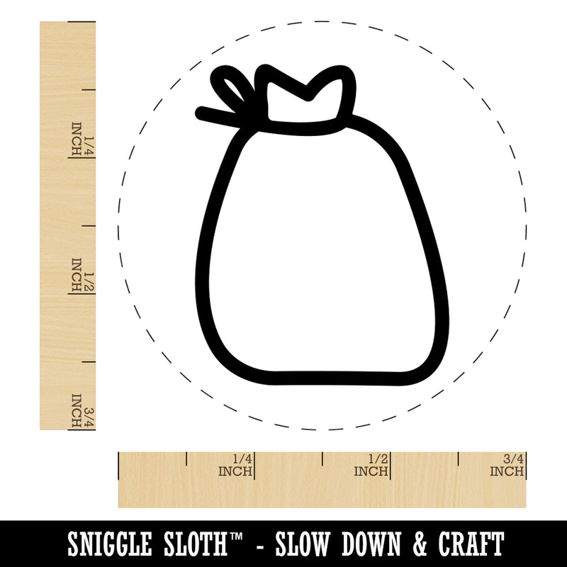 Bag with Tie Outline Rubber Stamp for Stamping Crafting Planners