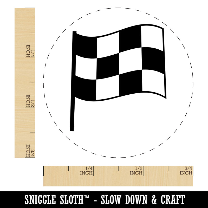 Waving Checkered Flag Rubber Stamp for Stamping Crafting Planners