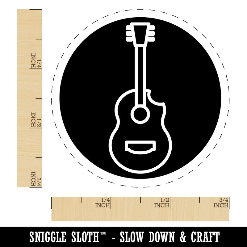 Guitar in Circle Music Rubber Stamp for Stamping Crafting Planners