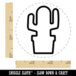 Cactus in Pot Outline Rubber Stamp for Stamping Crafting Planners