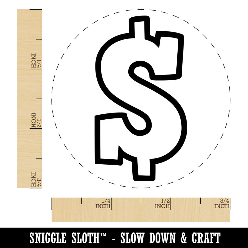 Dollar Sign Money Symbol Outline Rubber Stamp for Stamping Crafting Planners