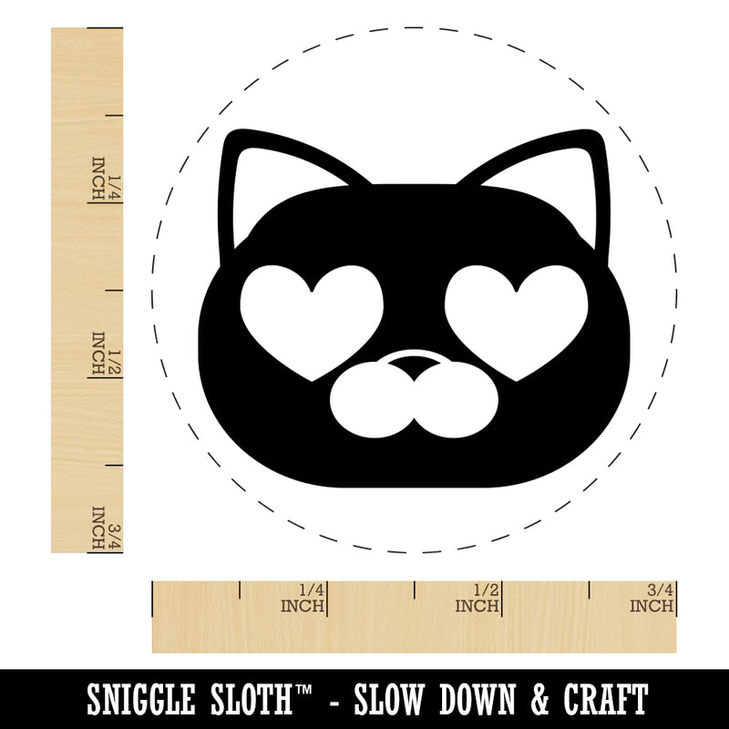 Round Cat Face Love Heart Eyes Rubber Stamp for Stamping Crafting Planners