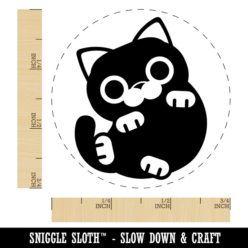 Round Cat Playful Rubber Stamp for Stamping Crafting Planners