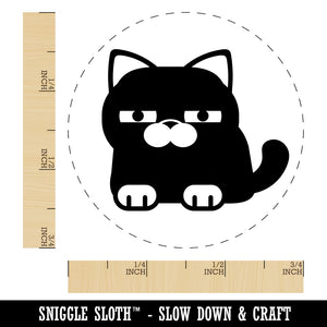 Round Cat Skeptical Rubber Stamp for Stamping Crafting Planners