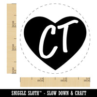 CT Connecticut State in Heart Rubber Stamp for Stamping Crafting Planners